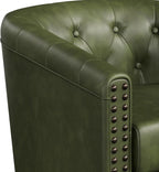 Swivel Barrel Accent Chairs Set of 2, Round Nailhead Faux Leather Living Room - Image 5