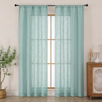 Chyhomenyc Aqua Green Semi Sheer Curtains 84 Inches Long 2 Panels Set, Light by Chyhomenyc