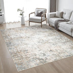 5x5 Area Rug Living Room Rug: Washable Modern Abstract Soft Thin Rug Indoor - Image 2