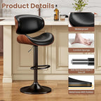 YaFiti Bar Stools Set of 3, Bentwood Adjustable Height Swivel Bar Stools - Image 5