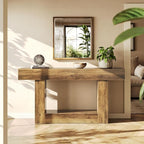 LITTLE TREE 63 Inches Long Console Table, 2-Tier Farmhouse Sofa Table Behind - Image 4
