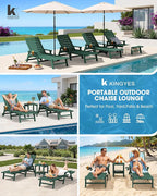 KINGYES HDPE Lounge Chair Outdoor, Patio Chaise Lounge Recliner - Image 9