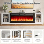 MXV 80" Fireplace TV Stand, Modern Entertainment Center - Image 4
