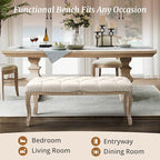 Cozyman Bedroom Bench, French Vintage Tufted Entryway Bench, 45.2" Carving - Image 6