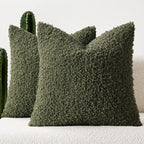 Faux Fur Throw Pillow Covers 18x18 Inch Set of 2 Boucle Neutral Decorative by Woaboy