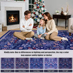 Round Area Rug for Living Room: 4 ft Floral Washable Circle Rug Soft Boho - Image 9