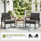 Flamaker 3 Pieces Patio Set Outdoor Wicker Furniture Modern Bistro Rattan Chair - Image 2