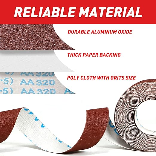 Emery Cloth Roll, 60 Grit Sandpaper Roll, Wet and Dry Emory Cloths - Image 2