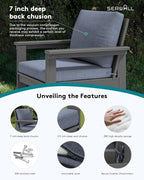 SERWALL HDPE Patio Furniture Set, 7-piece Outdoor Sectional Sofa Set, All - Image 4