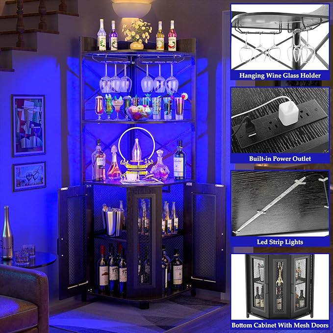 Aheaplus Corner Bar Cabinet - Image 3