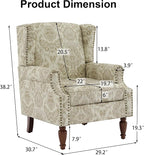 Pia Ricco Set of 2 Floral Accent Chairs, High Back Upholstered Armchairs - Image 2