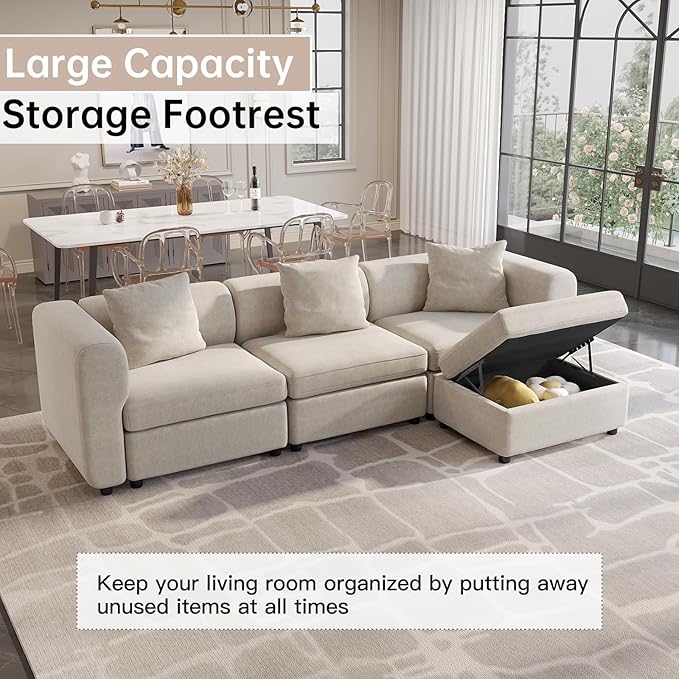 Guyii Velvet U-Shaped Sectional Sofa, Oversized 8-Seater Convertible Couch - Image 5