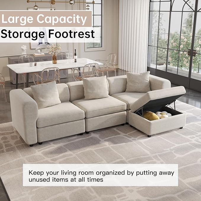 Guyii Velvet Sectional Sofa, Oversized 6-Seater L-Shaped Sofa - Image 5