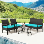 Tangkula 8 Pieces Rattan Conversation Set, Patio Sofa Couch Set - Image 6