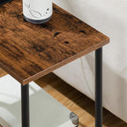 HOOBRO Side Table with Charging Station, Nightstand with 2-Layer Storage Shelves - Image 9
