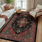 RELEANY Area Rugs 5'x8' Washable Non-Slip, Floral Vintage Distress Print by RELEANY