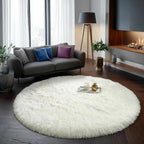 Amdrebio Ivory White Big Round Rug 7Ft by Amdrebio