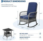 3 pcs Outdoor Rocking Bistro Set, Wicker Rocking Bistro Set - Image 2