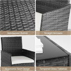 DUMOS 4 Piece Patio Furniture Set, All-Weather Outdoor Wicker Conversation Set - Image 5