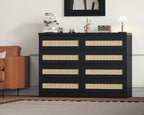47 Inch Rattan 8 Drawer Dresser, Modern Farmhouse Chest of Drawers, Tv Stand - Image 3