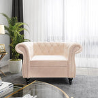ORRD 2 Piece Living Room Set, Velvet Chesterfield Sofa Loveseat Couch Chair - Image 2