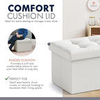 Ornavo Home Small Storage Ottoman Foldable Collapsible Rectangle Linen Ottoman - Image 6