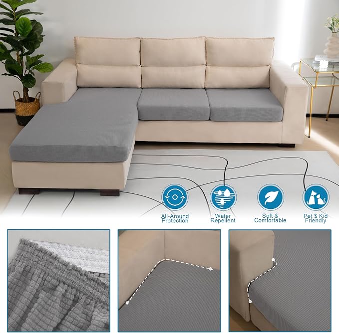 Water Repellent Sofa Cushion Cover, Stretch Sectional Couch Covers Separete - Image 4