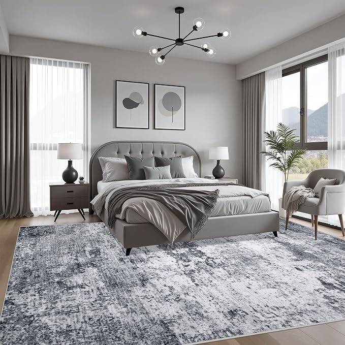 5x7 Area Rug Living Room Rug: Washable Modern Abstract Soft Thin Rug Indoor - Image 4