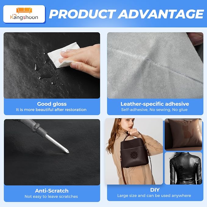 Kangshoon Leather Repair Patches, 17X79 Inch Self-Adhesive Leather Repair Tape - Image 3