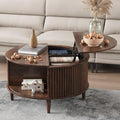 Round Coffee Table with Storage, Fluted Lift Top Coffee Table by FnelHomeFurniture