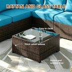 MOCHITO 5 Pieces Outdoor Patio Furniture Sets, All-Weather Sectional Sofa Dark - Image 2