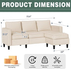 SUNLEI 73.6" Modular Sectional Sofa, Comfy Cloud Couch - Image 2