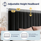 Allewie Full Size Storage Bed Frame, Vertical Channel Tufted Adjustable - Image 4