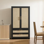 SICOTAS Armoire Wardrobe Closet, Larger Rattan Armoires Wardrobe Cabinet - Image 9