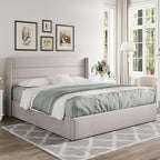 Allewie King Size Lift Up Storage Bed, Modern Wingback Headboard, Hydraulic - Image 8