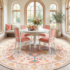RELEANY Area Rugs Round 10ft Washable Non-Slip, Floral Vintage Distress Print - Image 3