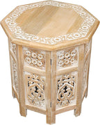 Side Tables– Hand Carved Vintage Boho Folding End Tables - Image 7
