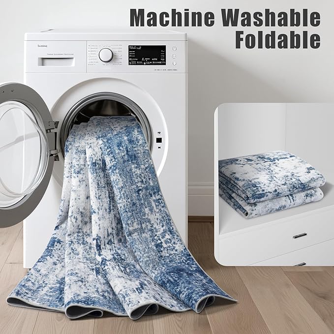Washable Area Rug 3x10 Entryway Rug: Washable Modern Abstract Soft Thin Rug - Image 5