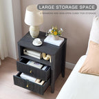 21" Fluted Nightstand with Charging Station – Modern Bedside Table with 2 - Image 4