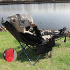 Reclining Camping Chair with Removable Footrest Lounge Chair with Headrest - Image 2