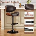 YaFiti Bar Stools Set of 4, Modern Pu Leather Swivel Adjustable Bar Stool - Image 6