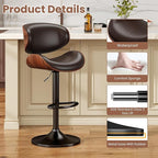 YaFiti Bar Stools Set of 3, Bentwood Adjustable Height Swivel Bar Stools - Image 5