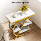LITTLE TREE End Table, 4-Tier Narrow Faux Marble Side Table - Image 5
