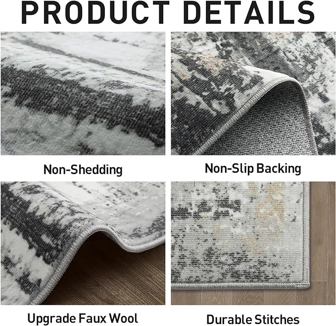 2'6''x8' Runner Rugs Washable Rug: Modern Abstract Hallway Runner Rug Indoor - Image 5