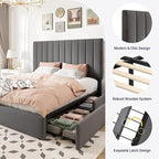 Allewie Queen Size Storage Bed Frame, Vertical Channel Tufted Adjustable - Image 6