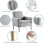 Accent Chair Set of 2 Living Room, Fabric Upholstered Comfy Reading Chair - Image 5