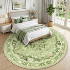 RELEANY Area Rugs Round 10ft Washable Non-Slip, Floral Vintage Distress Print - Image 2