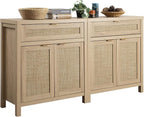 SICOTAS Sideboard Buffet Storage Cabinet Set of 2, Rattan Credenza Buffet Table by SICOTAS