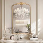 Besdomus Large Vintage Arched Mirror: 24"x42" French Arch Gleaming Gold Antique - Image 5