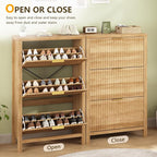 YOMILUVE Shoe Cabinet Storage for Entryway, Fluted Shoe Cabinet - Image 7